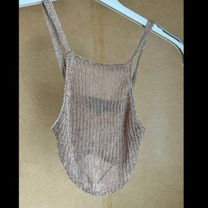 TOPSHOP Metallic Meshy Crop Top